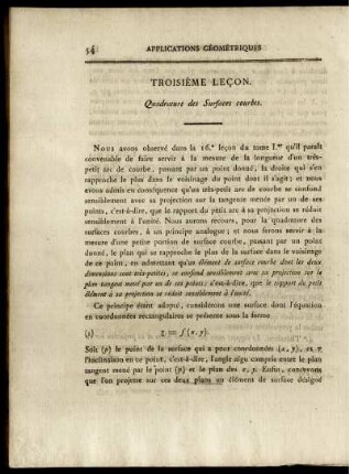 Troisiéme Lecon. Quadrature des Surfaces courbes.