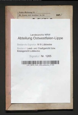 Erblasser: Sachse, Johann August Ludwig; Erblasser: Sachse, Anne Margarethe Louise, geb. Molkenbur: