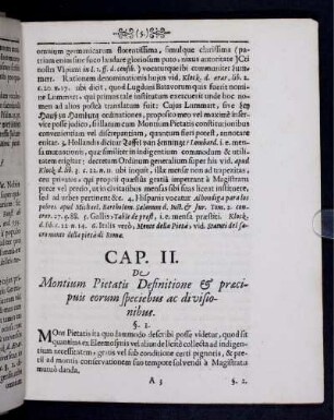 Cap. II. De Montium Pietatis Definitione & praecipuis eorum speciebus ac divisionibus