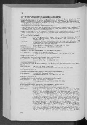 III. Sonderforschungsbereiche (SFB)