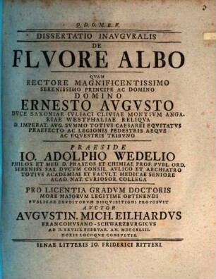 Diss. inaug. de fluore albo