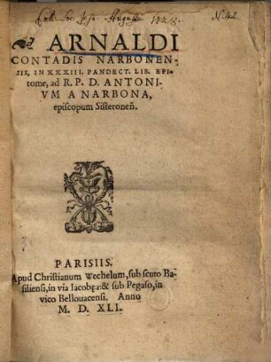In XXXIII Pandect. lib. epitome ...