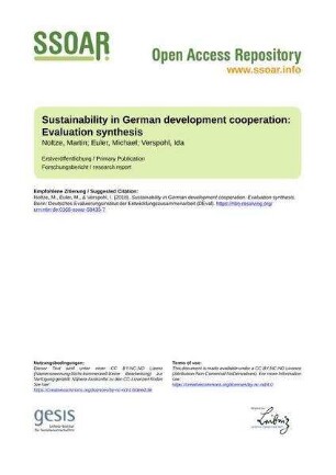 Sustainability in German development cooperation: Evaluation synthesis