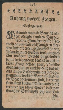 Anhang zweyer Fragen.