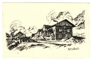 Postkarten mit humoristischen Zeichnungen aus dem Alpenkrieg, jeweils mit Zensurvermerk 06.12.1915: (Unterkunftshaus)