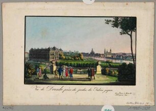 Stadtansicht von Dresden, Blick vom Garten des Japanischen Palais auf die Altstadt mit dem Japanischen Palais