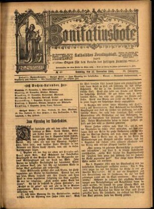Erste Ausgabe vom Sonntag, den 27. November 1904.