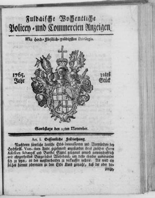 32tes Stück, Ausgabe vom 23. November 1765