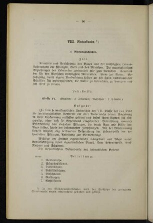 VIII. Naturkunde.