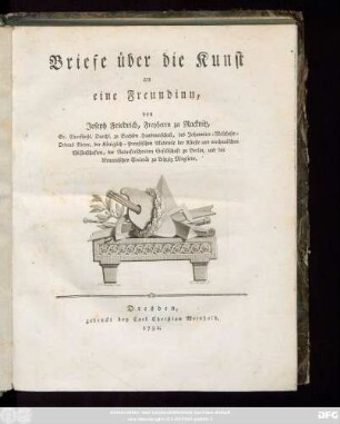 Briefe über die Kunst an eine Freundinn