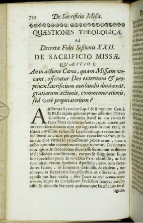Quæstiones Theologicæ Ad Decreta Fidei Sessionis XXII.