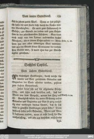 Sechstes Capitel. Vom äußern Gottesdienst.
