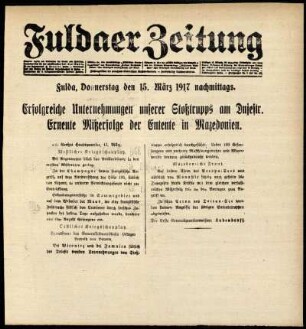 Zweite Ausgabe vom Donnerstag, den 15. März 1917.
