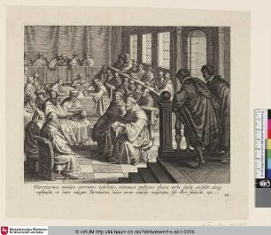 [Augustinus diskutiert mit Anhängern anderer Religionsgemeinschaften, unter ihnen der Häretiker Fortunatus]