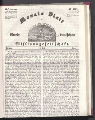 10. Jahrgang. N°. 109. Bremen. 1860. Januar