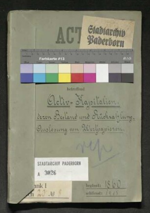 Bestand und Rückzahlung von Aktivkapitalien. Auslosung von Wertpapieren