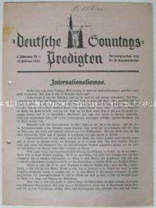 Kirchliches Mitteilungsblatt mit dem Text einer Predigt