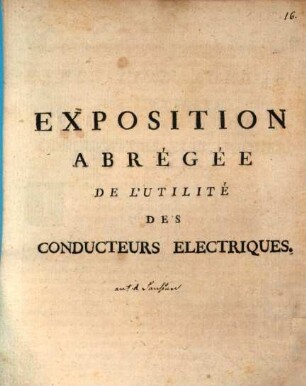 Exposition abrégée de l'utilité des conducteurs electriques