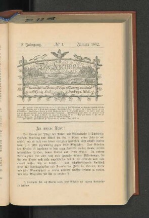 2. Jahrgang. No. 1 Januar 1892.