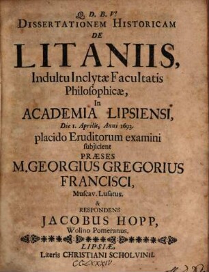 Diss. hist. de litaniis