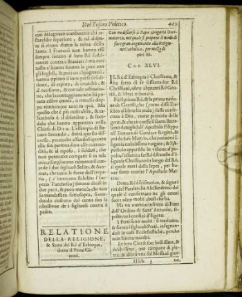 Relatione Della Religione, & Stato del Re d Ethiopia, [...] Cap. XLVI.