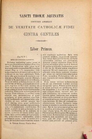 S. Thomae Aquinatis Summa contra gentiles seu de veritate catholicae fidei