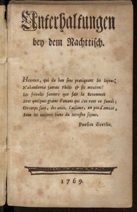 1769: Unterhaltungen bey dem Nachttisch