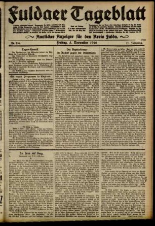 Ausgabe vom Freitag, den 05. November 1920.