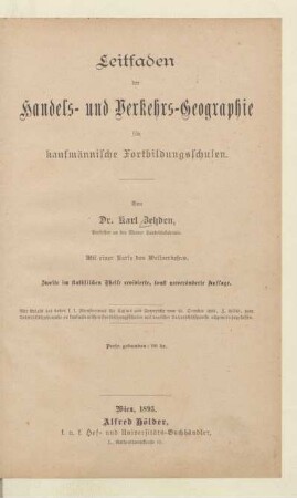 Leitfaden der Handels- und Verkehrsgeographie für kaufmännische Fortbildungsschulen