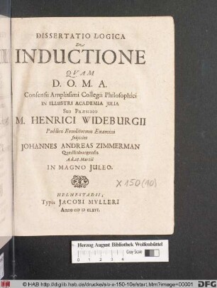 Dissertatio Logica De Inductione