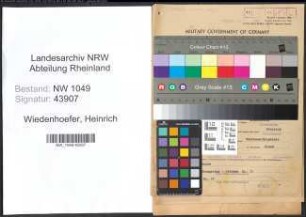 Entnazifizierung Heinrich Wiedenhoefer , geb. 20.09.1901 (Schiessmeister)