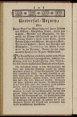 Universal-Arzney, Oder[...]