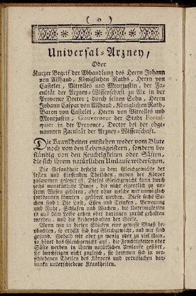 Universal-Arzney, Oder[...]