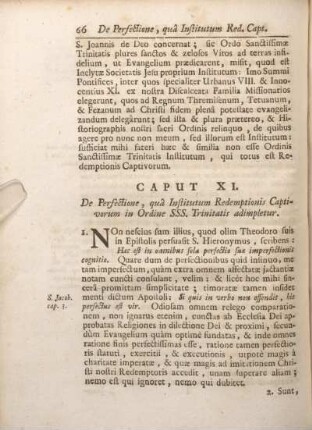 Caput XI. De Perfectione, qua Institutum Redemptionis Captivorum in Ordine SSS. Trinitatis adimpletur.