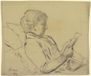 Luise Scholderer, Zeitung lesend