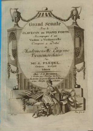 Grand sonate pour le clavecin ou piano forte accompagné d'un violon & violoncelle : oeuvre XXXXIV. 2, [B 466]