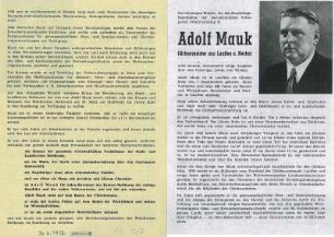 Flugblatt für Adolf Mauck (Lauffen) zur Bundestags-Nachwahl