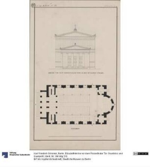 Berlin. Elisabethkirche vor dem Rosenthaler Tor. Grundriss und Querprofil