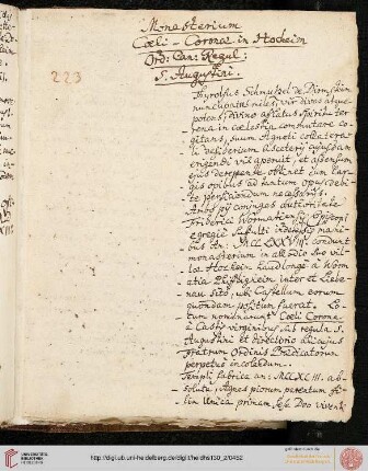Monasterium Coeli-Coronae in Hocheim Ord. Can. Regul. S. Augustini