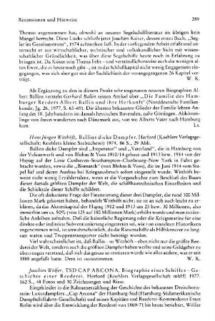 Witthöft, Hans Jürgen :: Ballins dicke Dampfer, "Imperator", "Vaterland", "Bismarck", (Koehlers kleine Seebücherei, 15) : Herford, Koehler, 1976