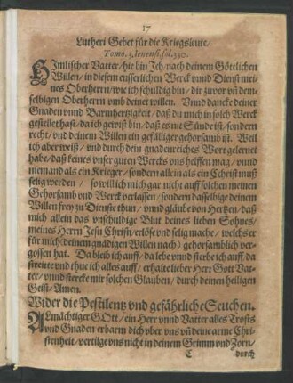Wider die Pestilentz und gefährliche Seuchen.