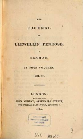 The journal of Llewellin Penrose, a seaman : in four volumes, 3