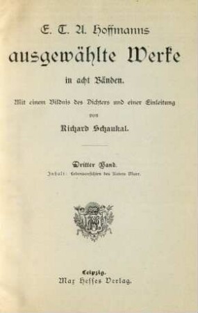 Bd. 3: Lebensansichten des Katers Murr