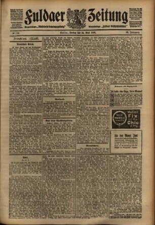 Zweite Ausgabe vom Freitag, den 22. Mai 1908.