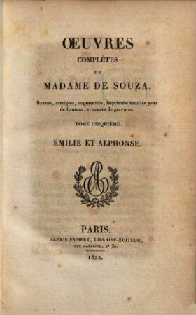 Oeuvres complètes de Madame de Souza, 5. Mademoiselle de Tournon