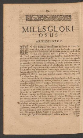 Miles Gloriosus.