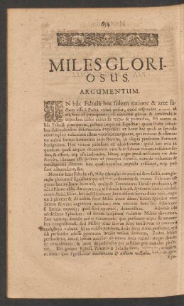 Miles Gloriosus.
