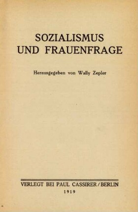 Sozialismus und Frauenfrage