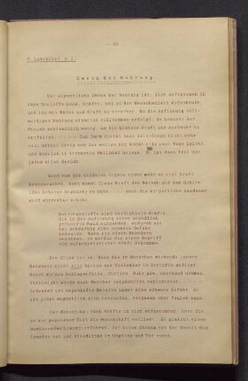 7. Lehrbrief. K.I. Zweck der Nahrung.