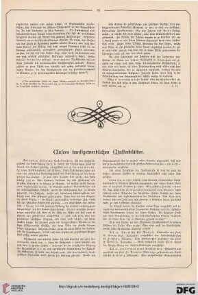 Unsere kunstgewerblichen Musterblätter
